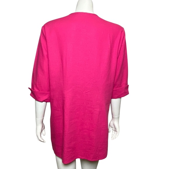 Napa Valley Tunic Shirt Womens Size M Linen Blend Short Sleeve Button Up Pink - Picture 5 of 7